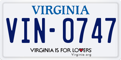 VA license plate VIN0747
