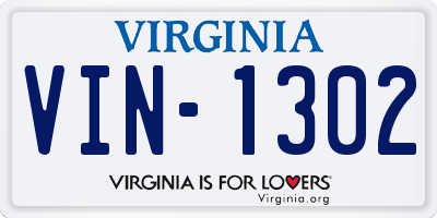VA license plate VIN1302