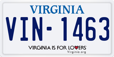 VA license plate VIN1463