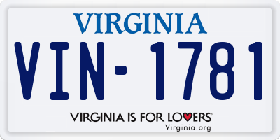 VA license plate VIN1781