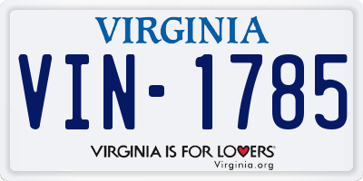 VA license plate VIN1785