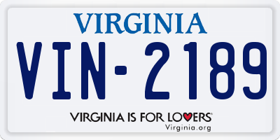 VA license plate VIN2189