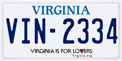 VA license plate VIN2334