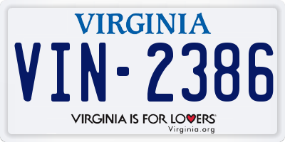 VA license plate VIN2386