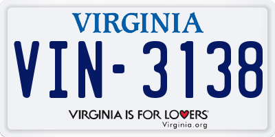 VA license plate VIN3138