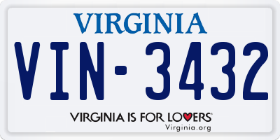 VA license plate VIN3432