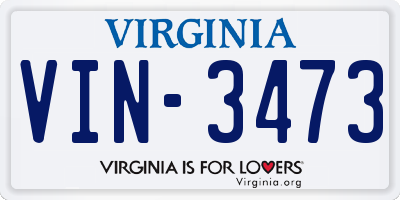 VA license plate VIN3473