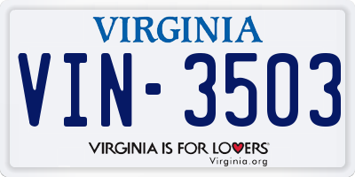 VA license plate VIN3503