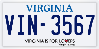 VA license plate VIN3567