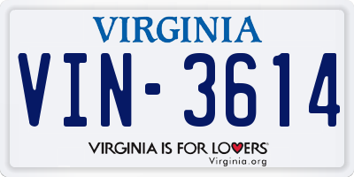 VA license plate VIN3614