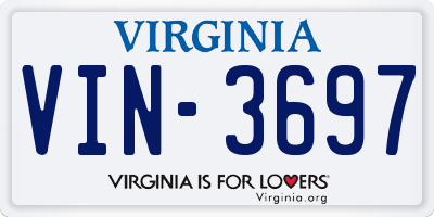 VA license plate VIN3697