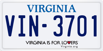 VA license plate VIN3701