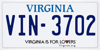 VA license plate VIN3702