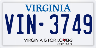VA license plate VIN3749