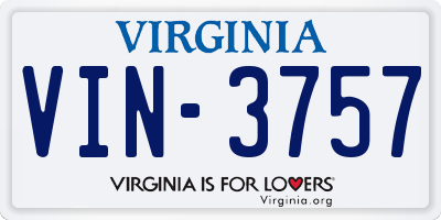 VA license plate VIN3757