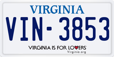 VA license plate VIN3853
