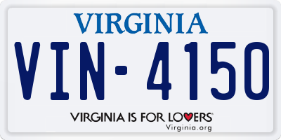 VA license plate VIN4150