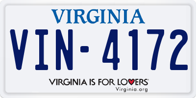 VA license plate VIN4172