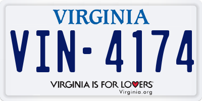 VA license plate VIN4174