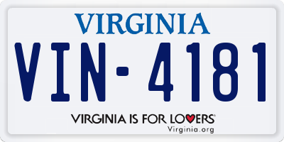VA license plate VIN4181
