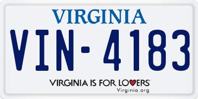 VA license plate VIN4183