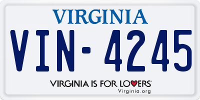 VA license plate VIN4245