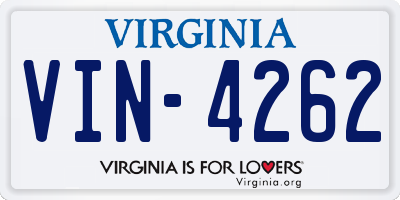 VA license plate VIN4262