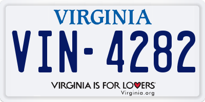 VA license plate VIN4282