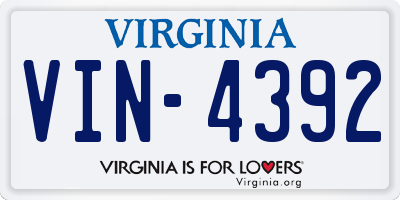 VA license plate VIN4392