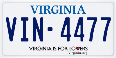 VA license plate VIN4477
