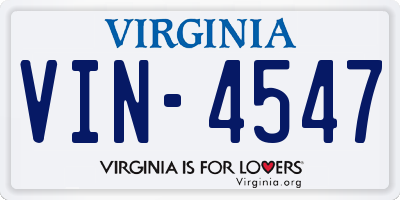 VA license plate VIN4547