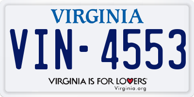 VA license plate VIN4553