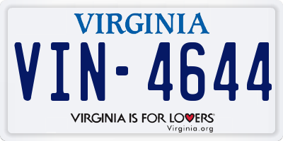 VA license plate VIN4644