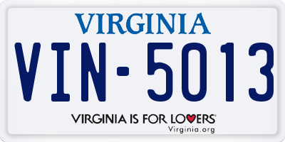 VA license plate VIN5013