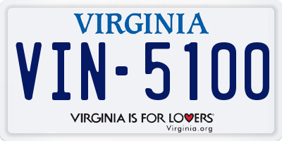 VA license plate VIN5100