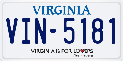 VA license plate VIN5181