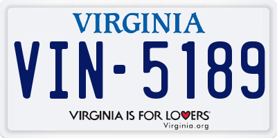 VA license plate VIN5189