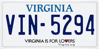 VA license plate VIN5294