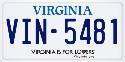 VA license plate VIN5481
