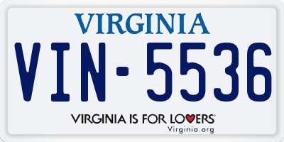 VA license plate VIN5536
