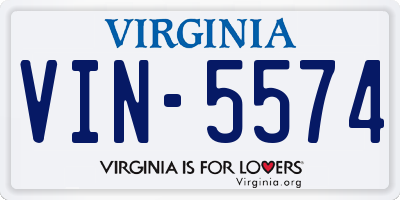 VA license plate VIN5574