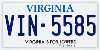VA license plate VIN5585