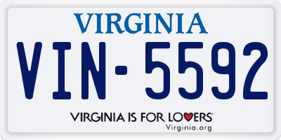 VA license plate VIN5592