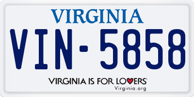 VA license plate VIN5858