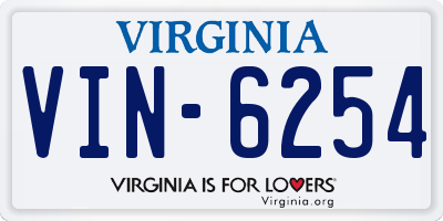 VA license plate VIN6254