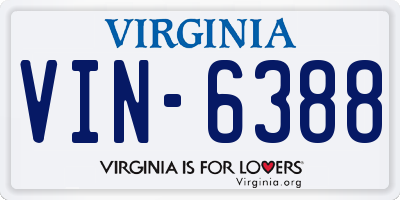 VA license plate VIN6388