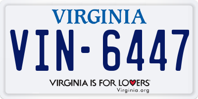 VA license plate VIN6447