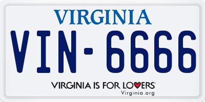 VA license plate VIN6666