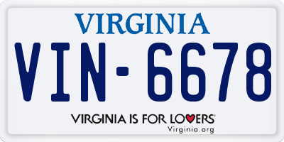 VA license plate VIN6678