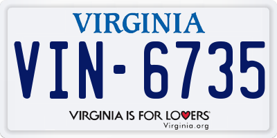 VA license plate VIN6735